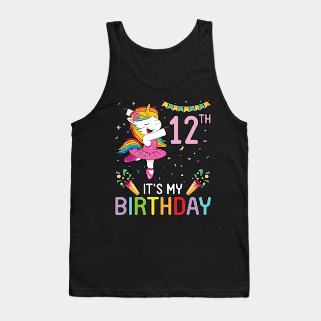 Unicorn Dancing Congratulating 12th Time It's My Birthday 12 Years Old Born In 2009 Tank Top by bakhanh123